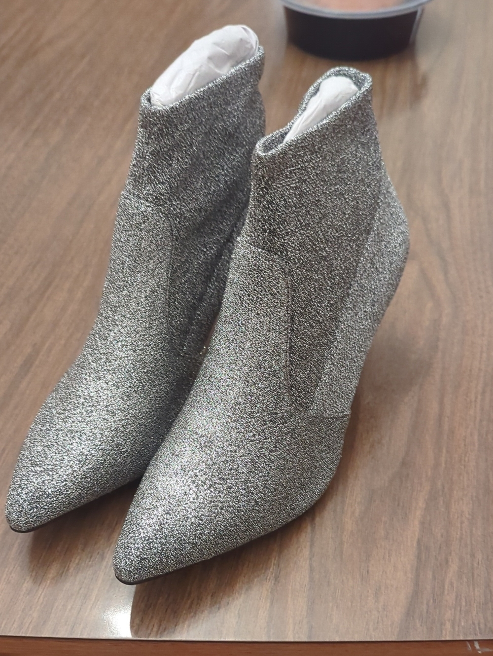 ellos Silver Glitter Pointed Ankle Booties